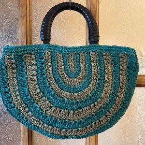Tristan Teal and Beige Woven Bag